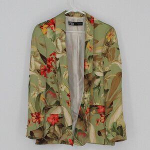Zara Floral Blazer Jacket Women Size Small